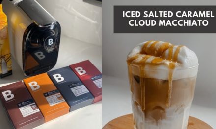 Iced Salted Caramel Cloud Macchiato using B Coffee machine and Capsule